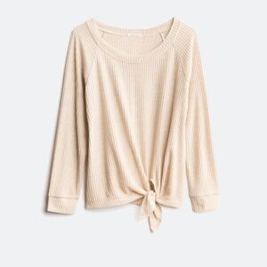 NINE BRITTON | Billie Tie Front Brushed Knit Top